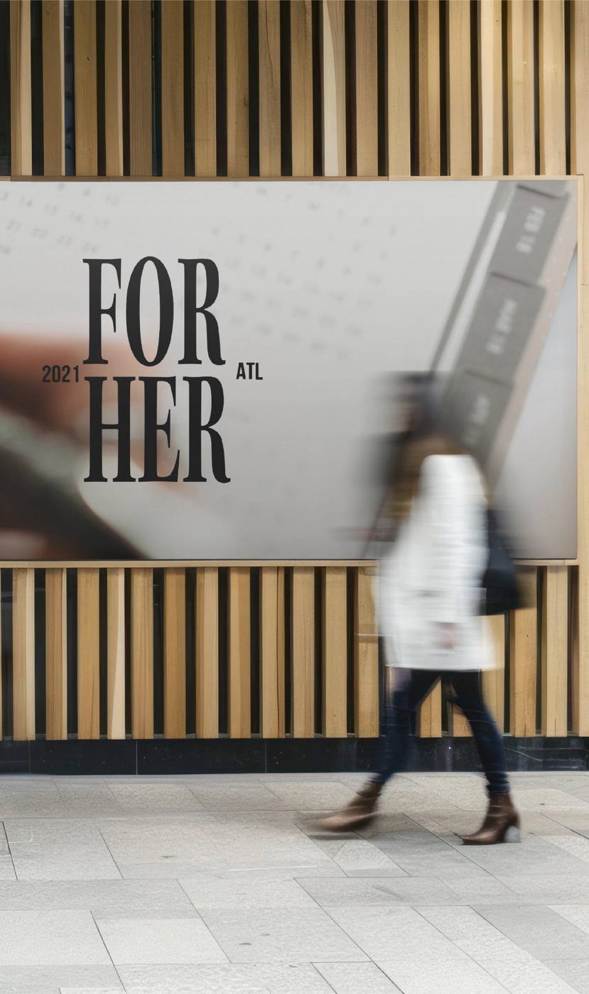 For Her logo applied as wall signage