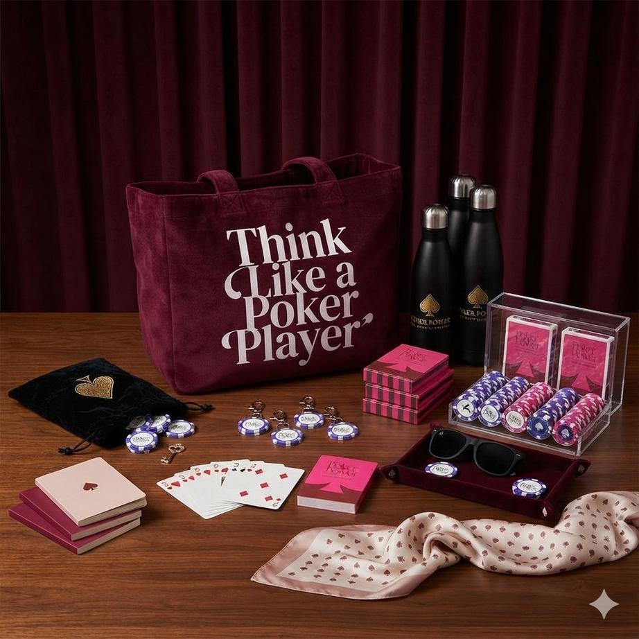 Concept render of a branded tote, cards and chips